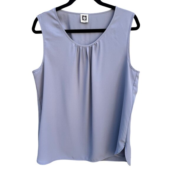 Anne Klein Womens Lavender Scoop Pleated Neck Sleeveless Lightweight Blouse L - Picture 1 of 8